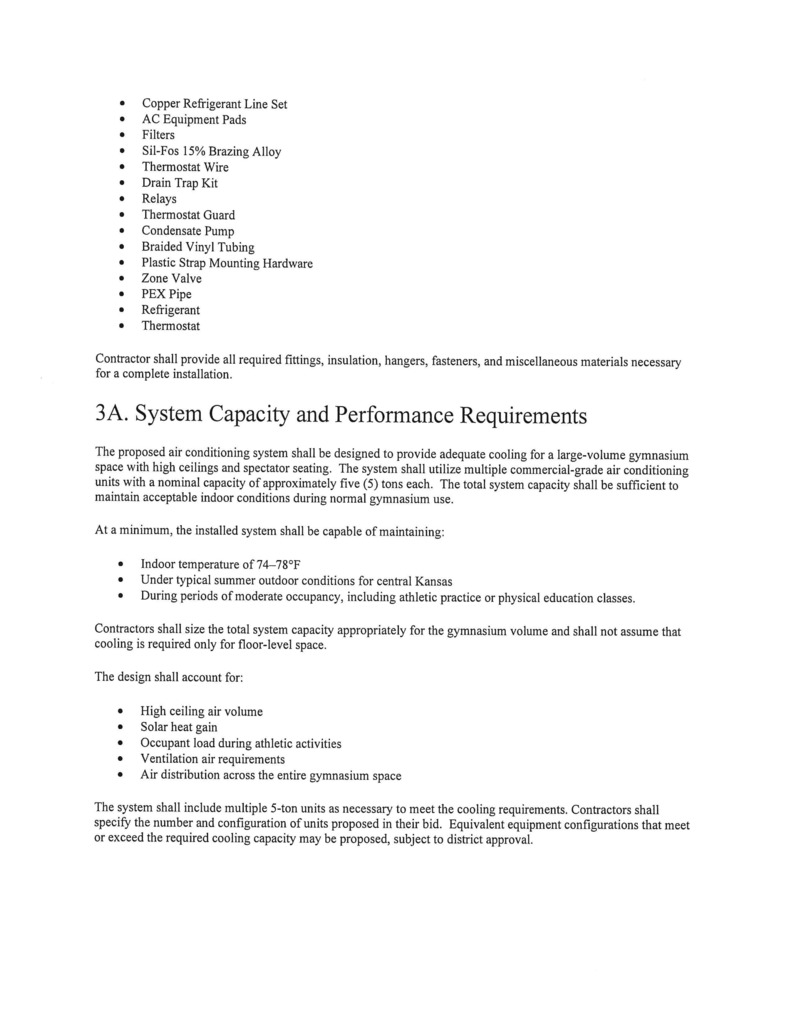 Sealed Bids  Gymnasium Air Conditioning System Installation