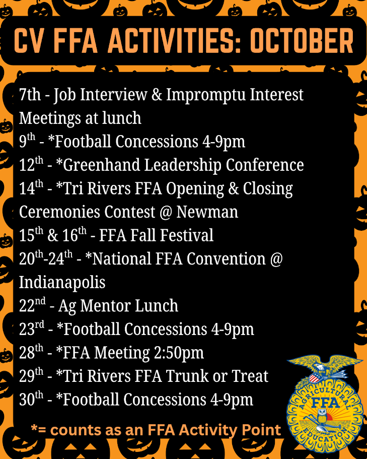 CVHS FFA October Activities