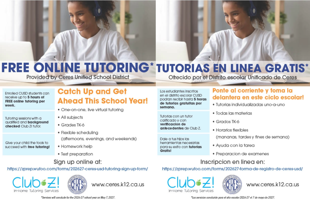 2026-2027 Free Online Tutoring!/Tutorias en Lines Gratis!