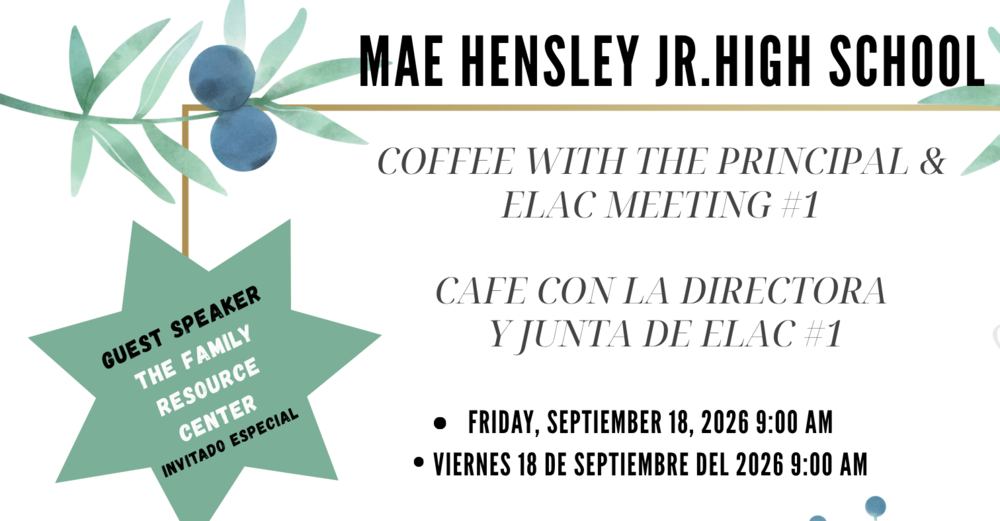 Coffee w/ the principal 9-18-26