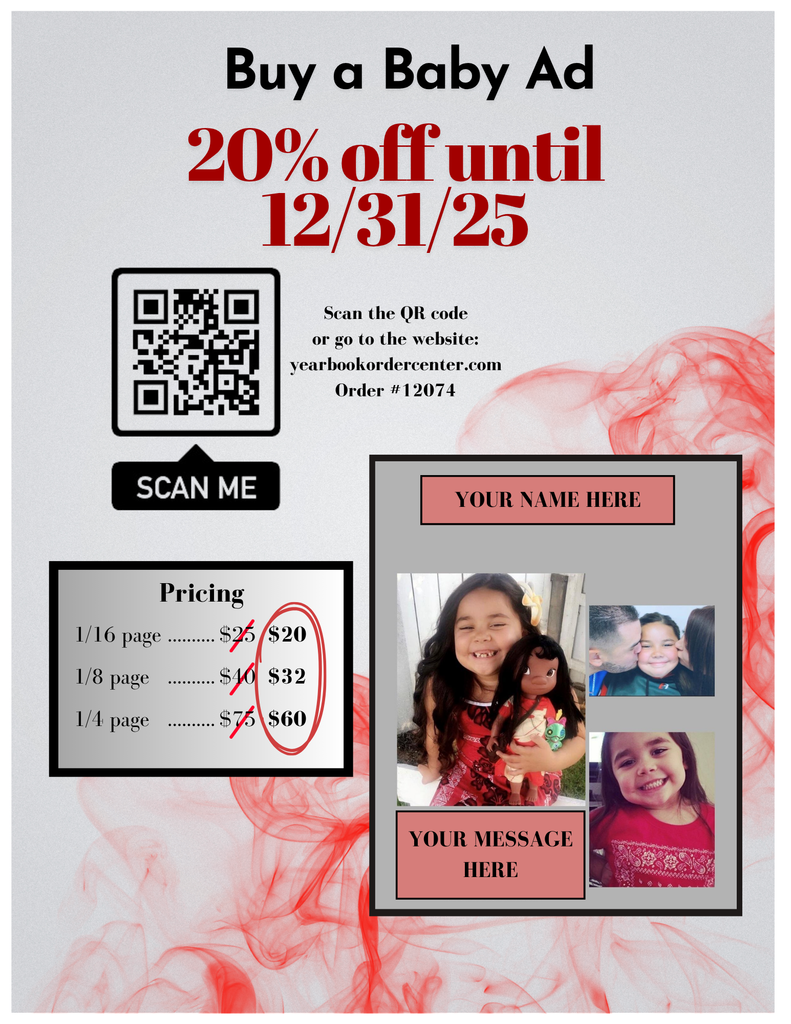 Baby ads- 20% off until 12/31