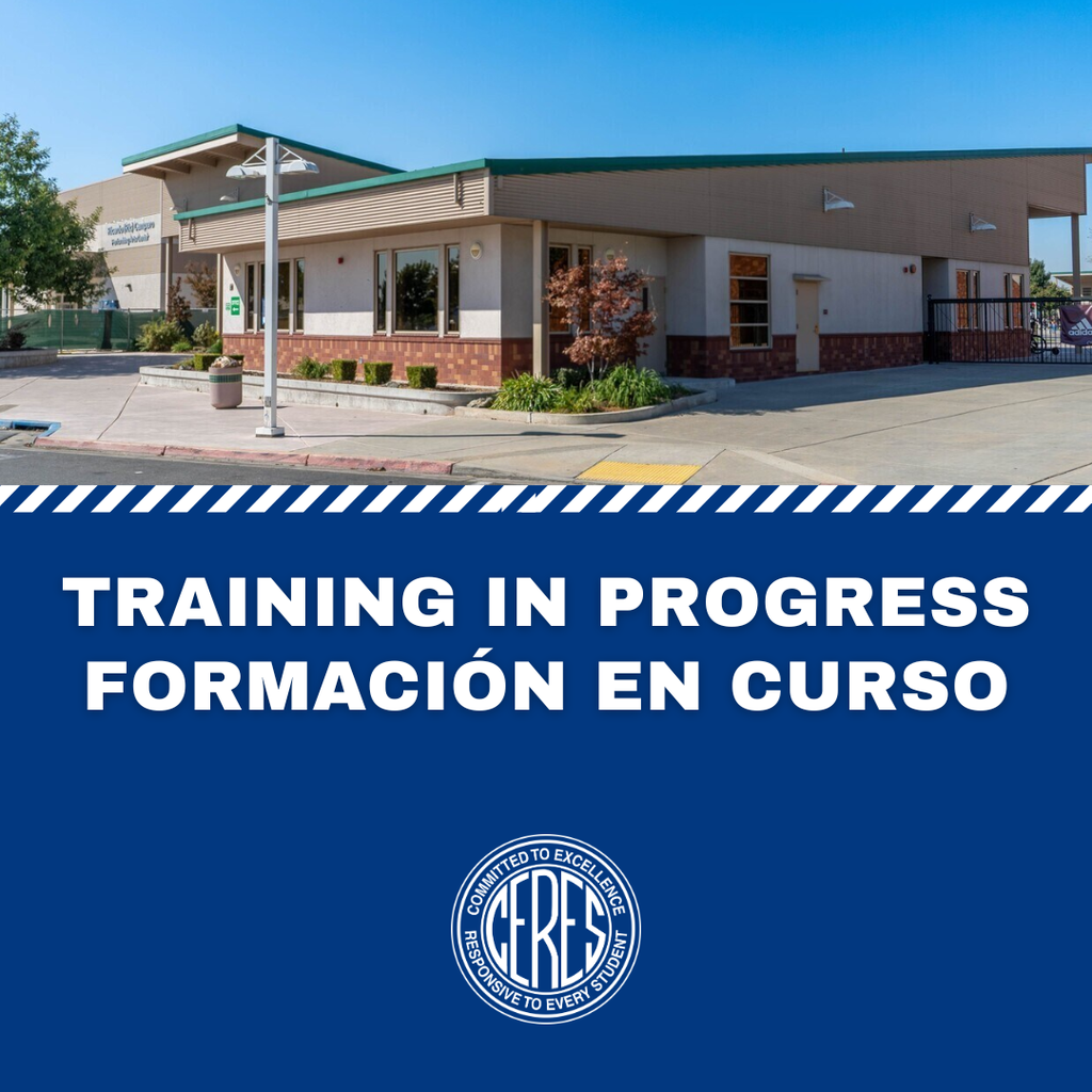 Photo of CVHS; text reads Training in Progress/Formacion En Curso