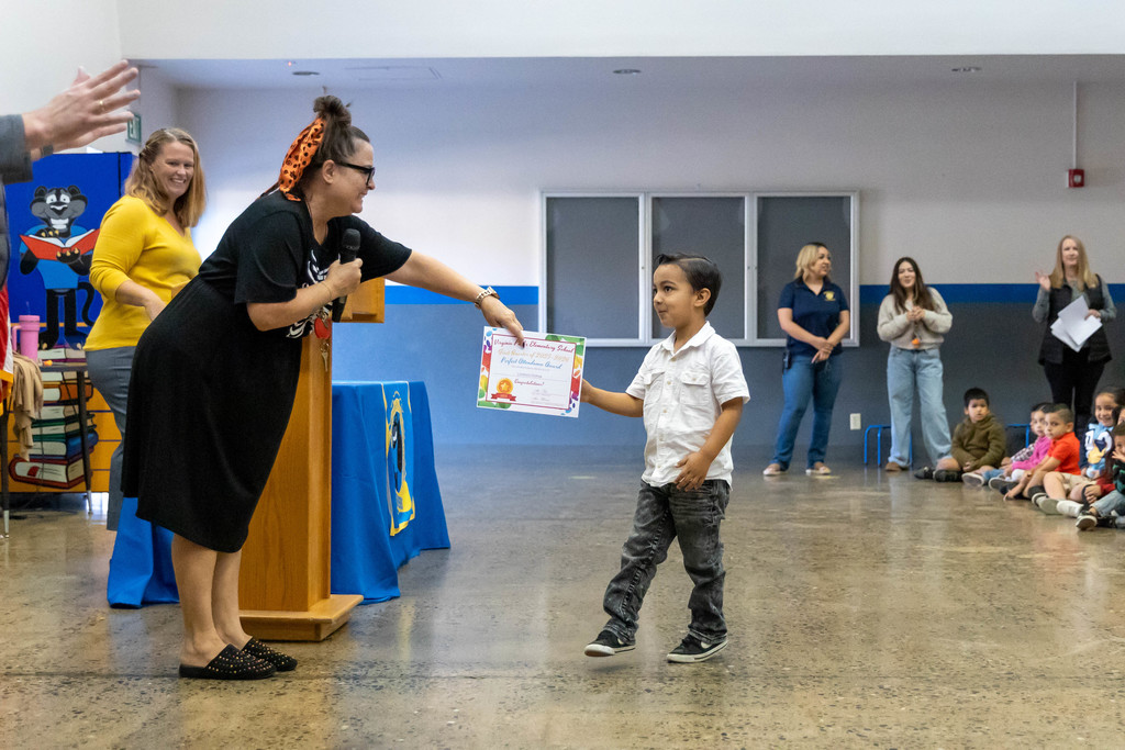student receiving an award