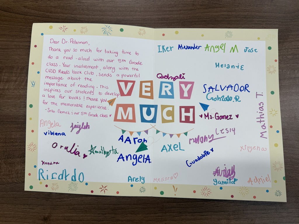 Thank you note from class