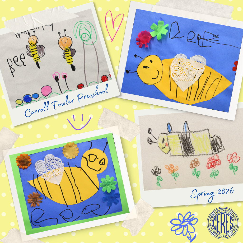 Drawings of bees colored by Preschool students
