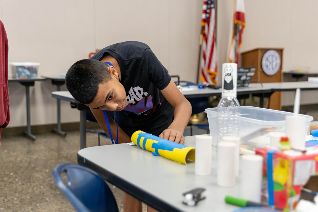 student working on a project
