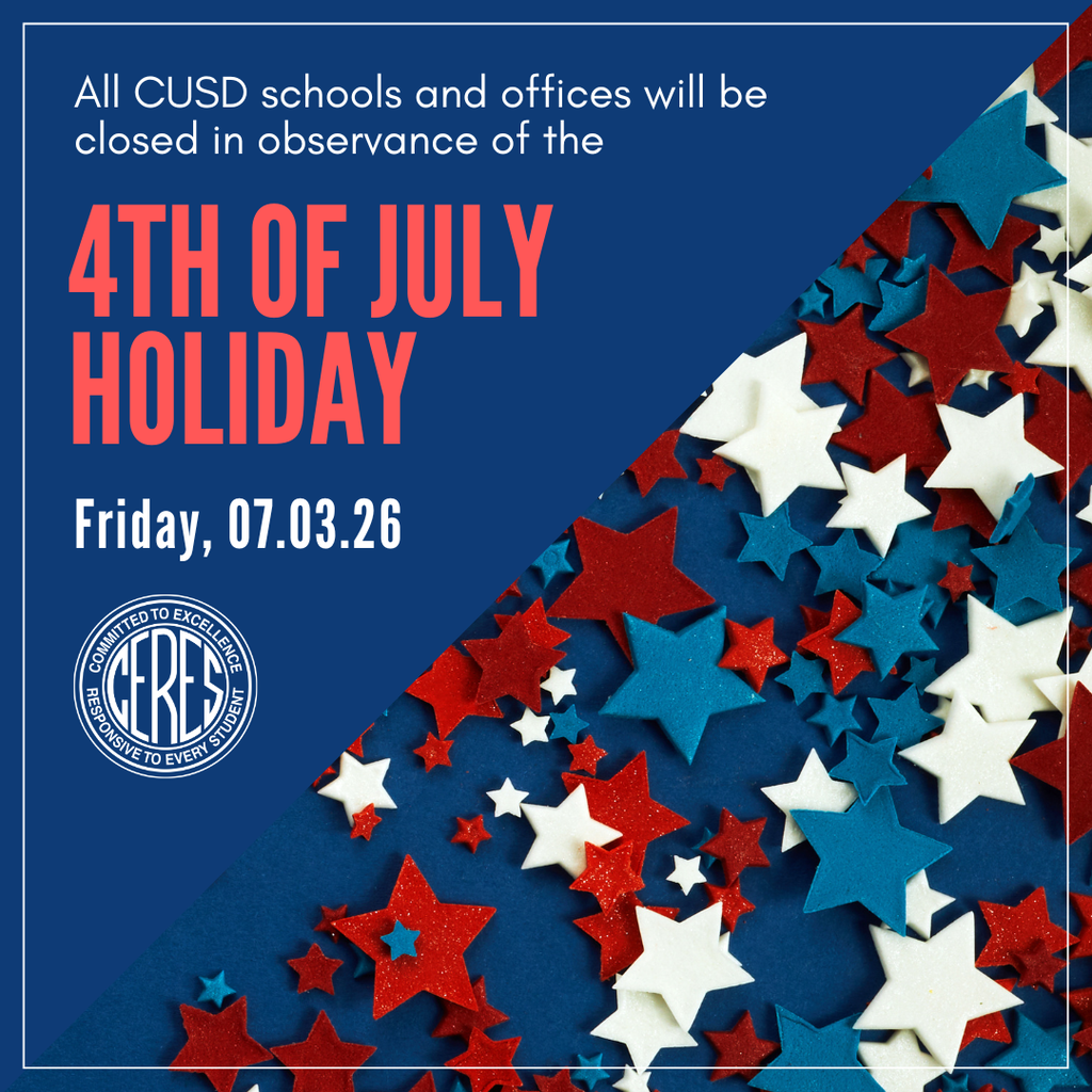 4th of July holiday notice with red white blue decorative stars