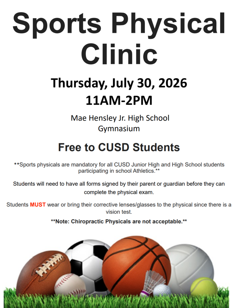 Sports physical information july 30th 11am - 2pm