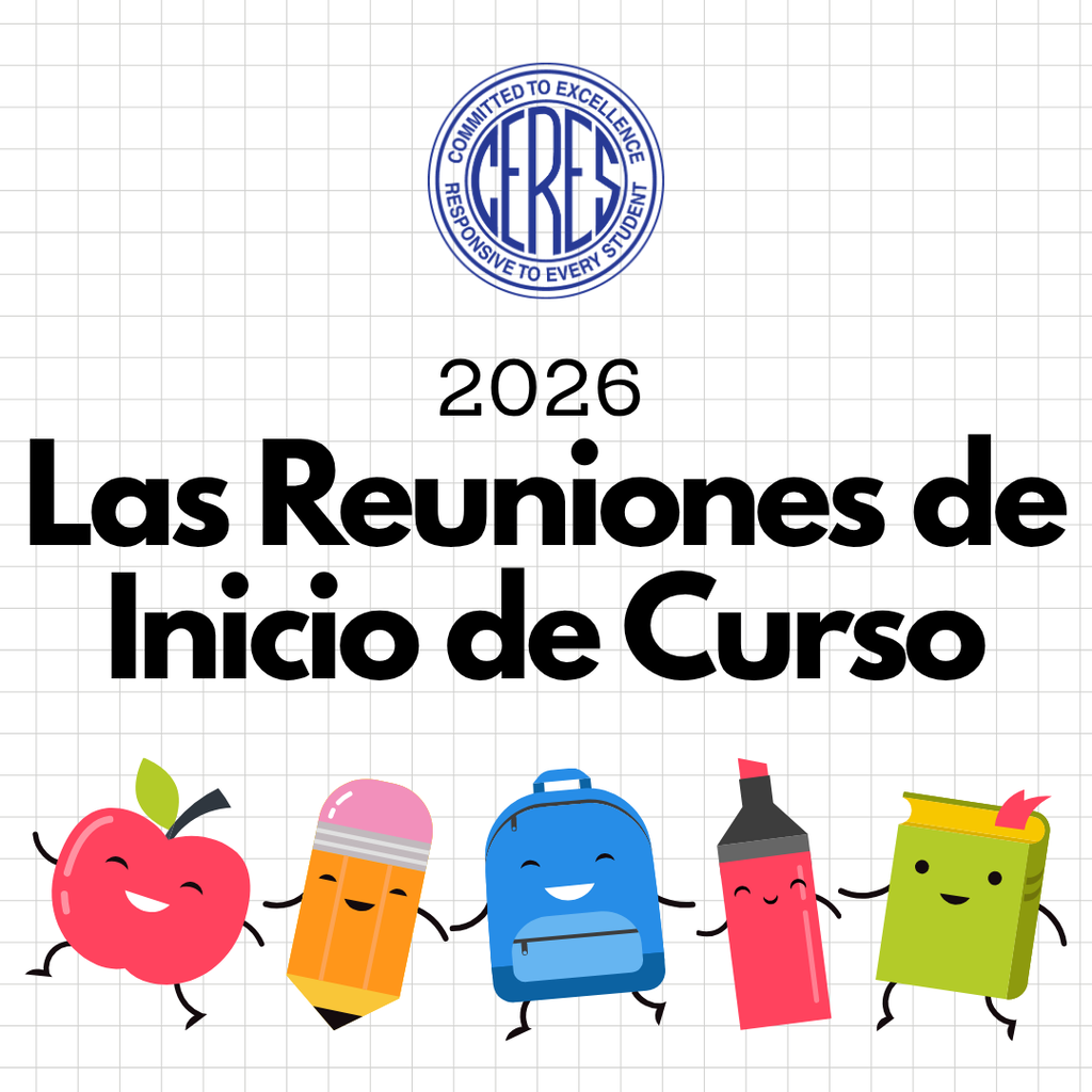 Back-to-School Nights with dancing school supplies Spanish