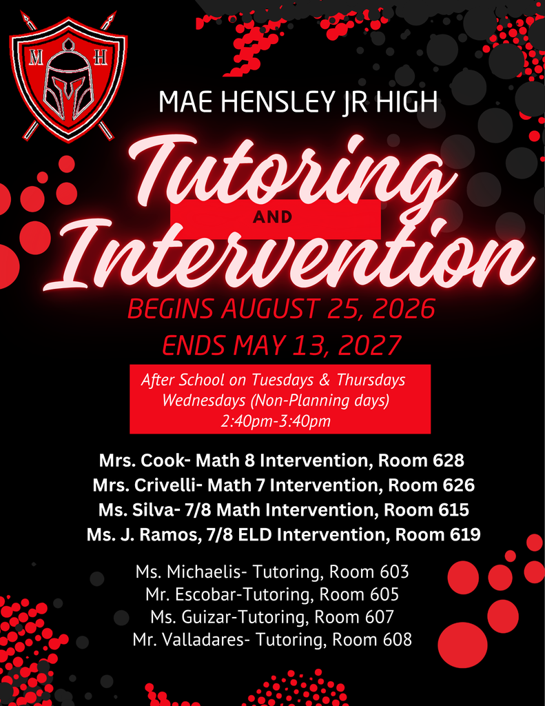 Intervention and tutoring flyer for 26-27 school year