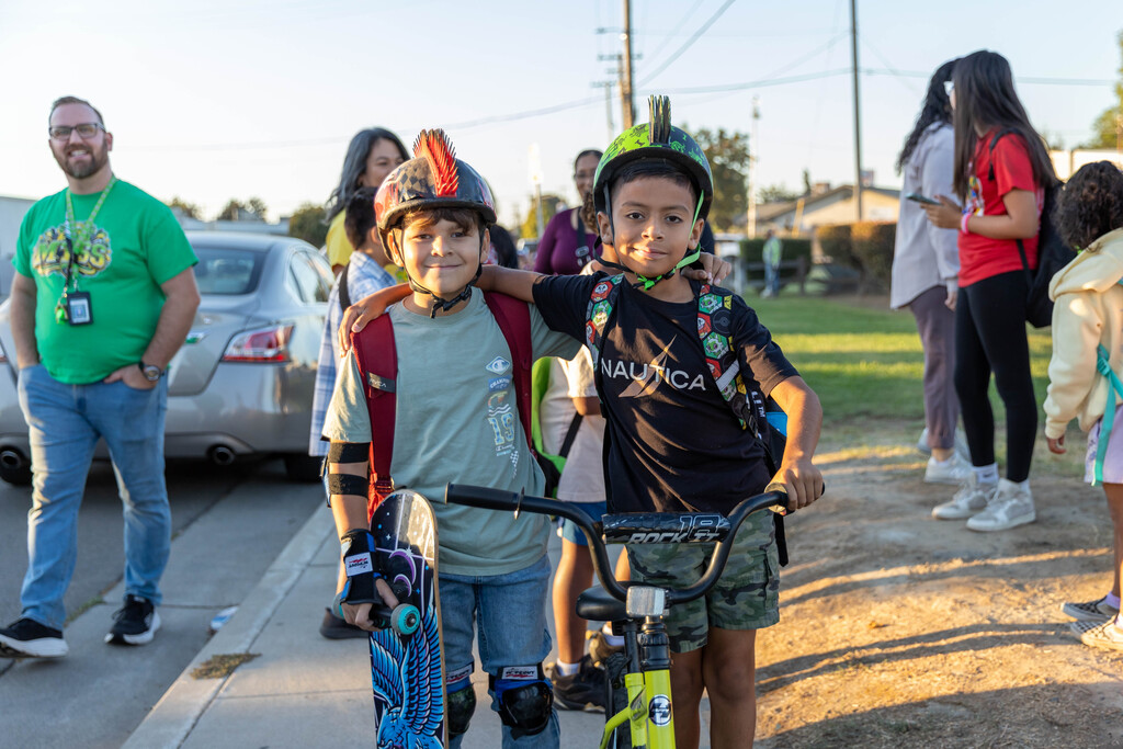 two students in bike gear