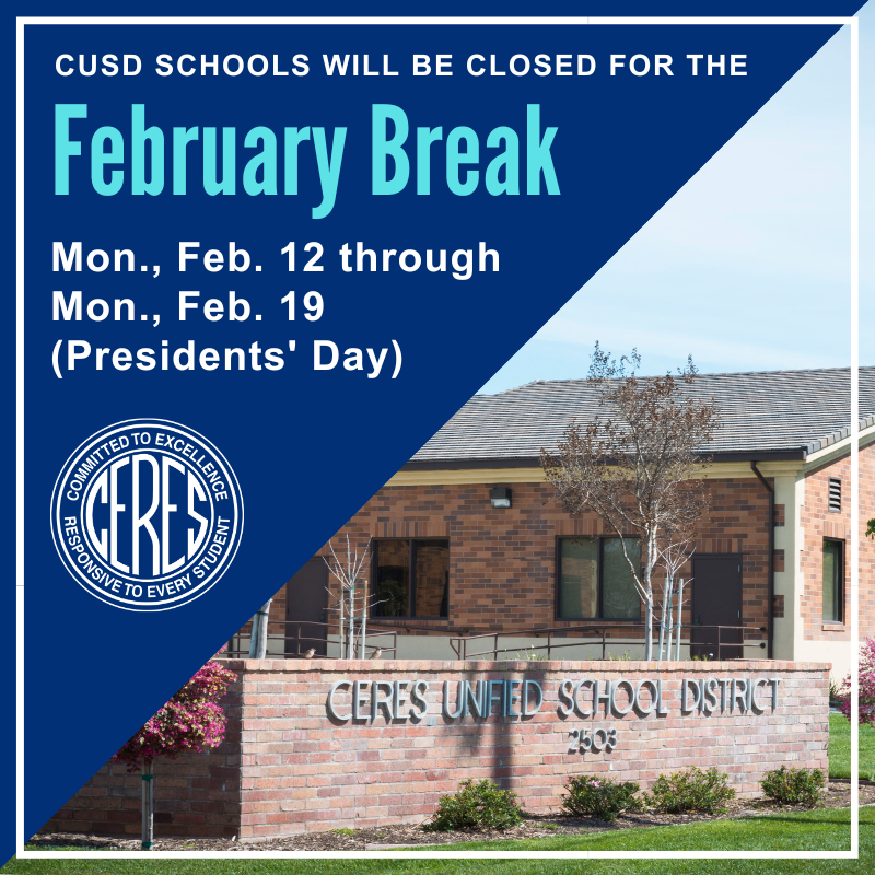 District Office with text overlay: February Break dates