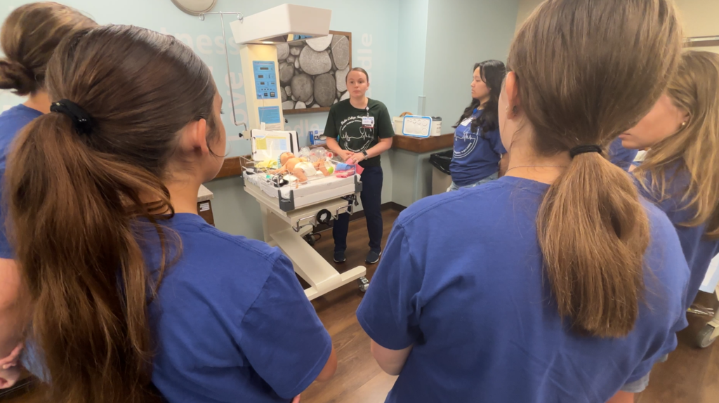 Students learning about healthcare careers at Bellin College.