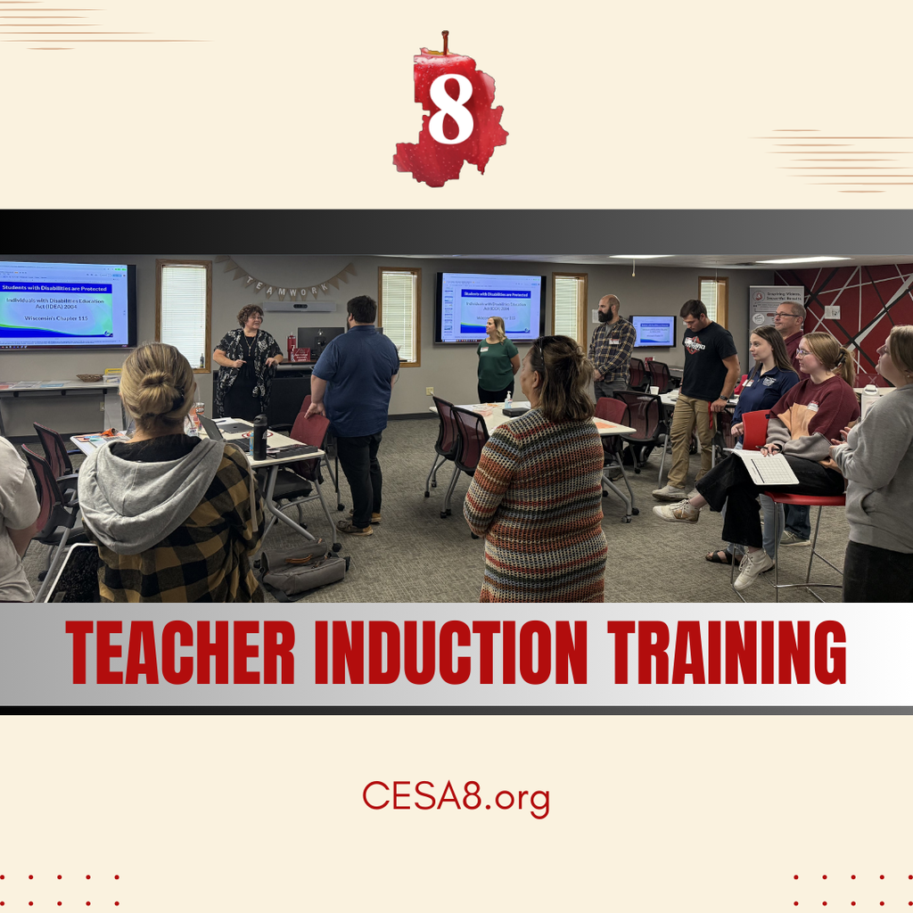 Teacher Induction Training session with a large group at CESA 8.
