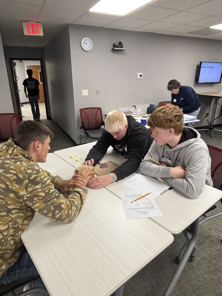 Students engaged in an engineering activity.