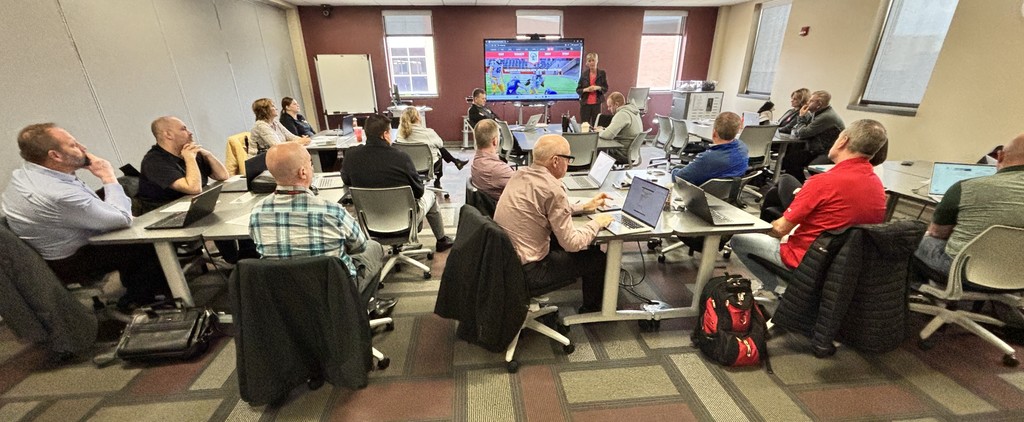A large group listens to a presentation at NWTC.