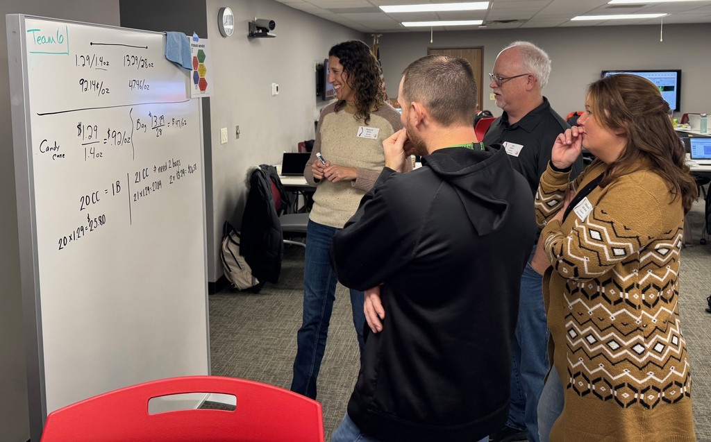 K–12 math educators, coaches, and leaders engaged in a mathematical modeling tasks.