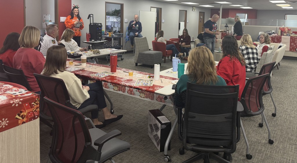 CESA 8 team bonding through a holiday party.