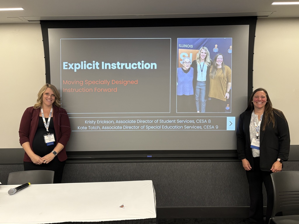 CESA 8's Kristy Erickson posing for a picture in front of a smartboard.