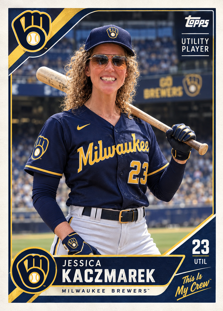 Jessica Kaczmarek on a baseball card