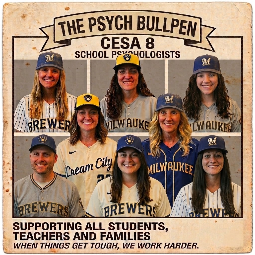 School Psychologists team on a baseball card