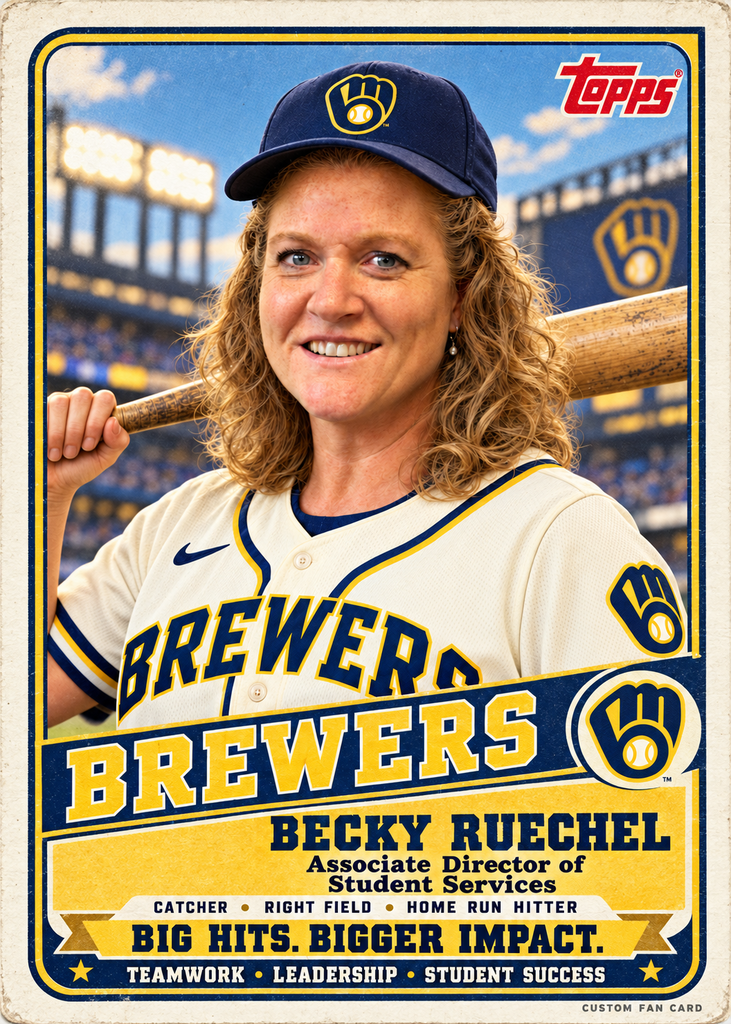 Becky Ruechel on a baseball card