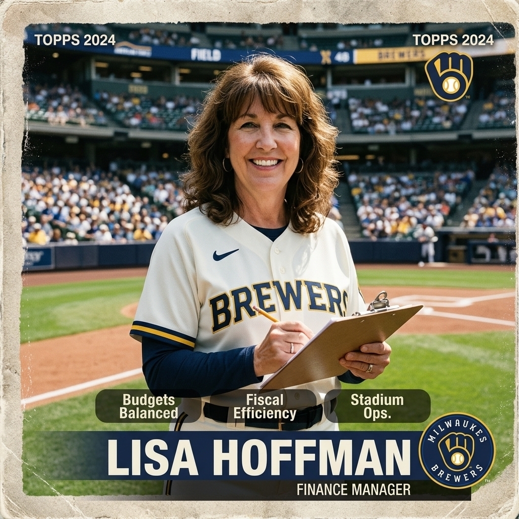 Lisa on a baseball card.