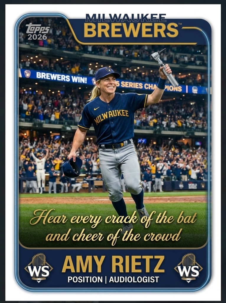 Amy on a baseball card.