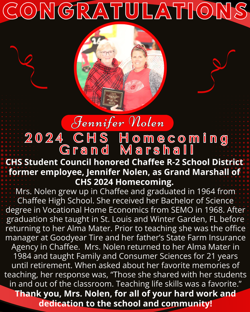 Congratulations Mrs. Nolen -- CHS 2024 Grand Marshall of Homecoming