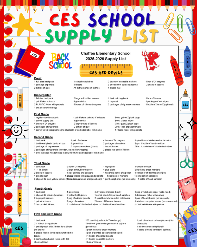 CES School Supply List 2025-2026