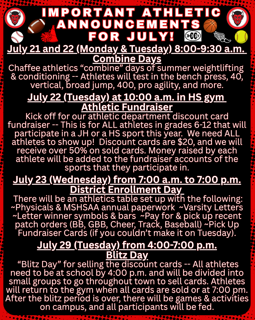 Athletic Announcements for July 2025
