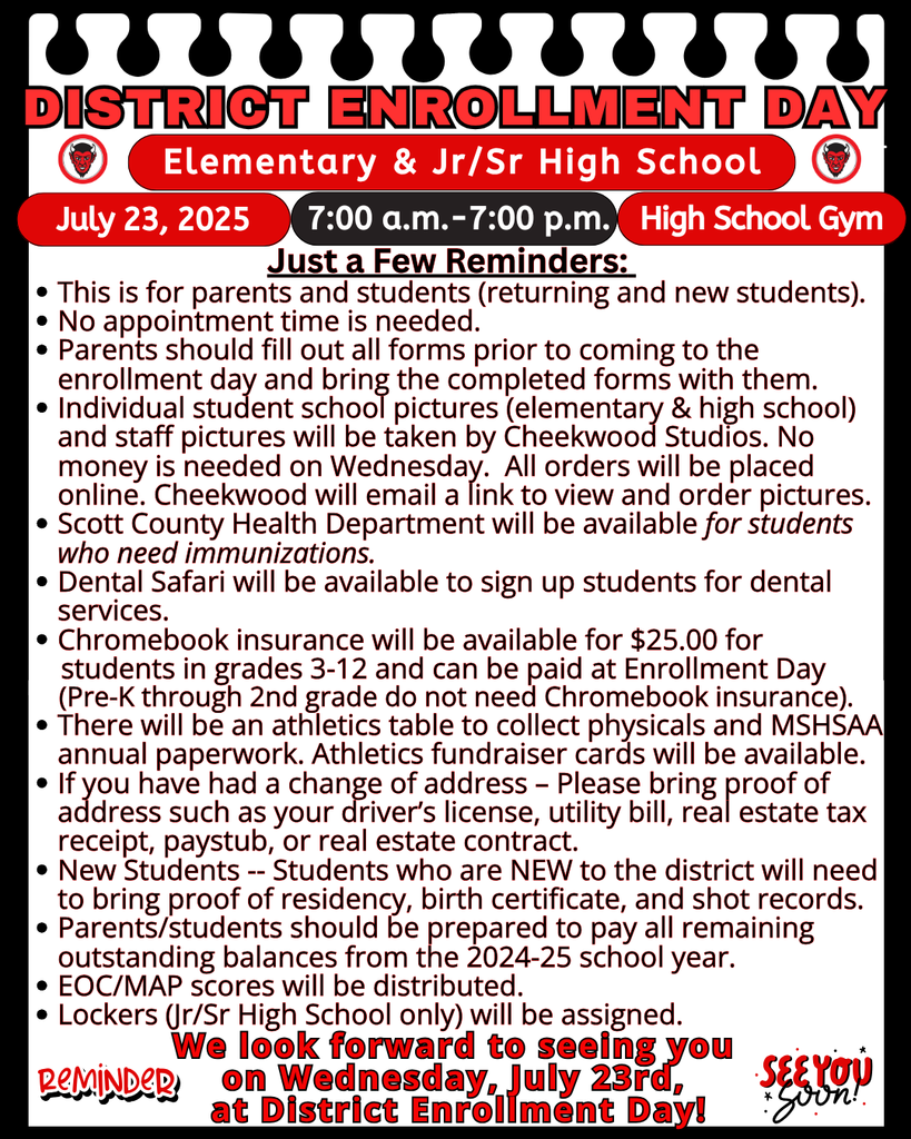 District Enrollment Day Reminders for July 23, 2025