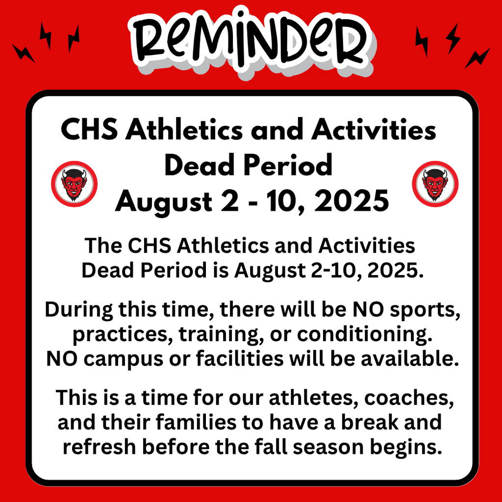 Dead Period for Athletics and Activities August 1-10, 2025
