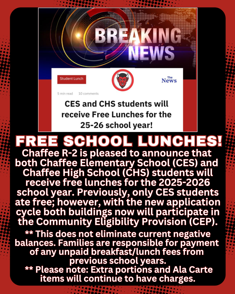 Reminder -- CES and CHS students FREE lunches