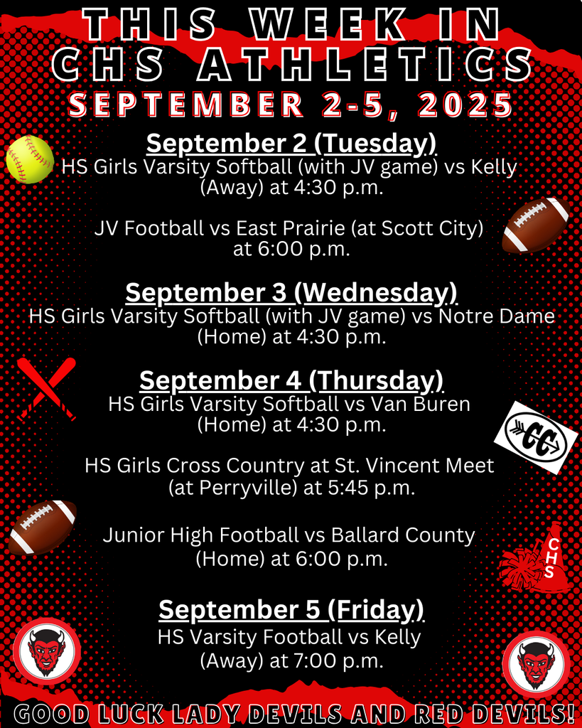 This Week in CHS Athletics September 2-5, 2025