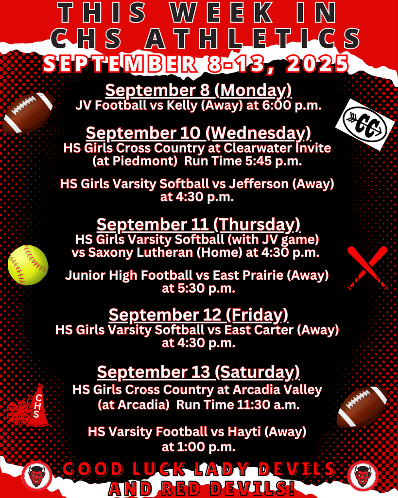 This Week in CHS Athletics September 8-13, 2025