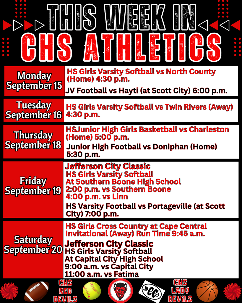 This Week in CHS Athletics September 15-20, 2025