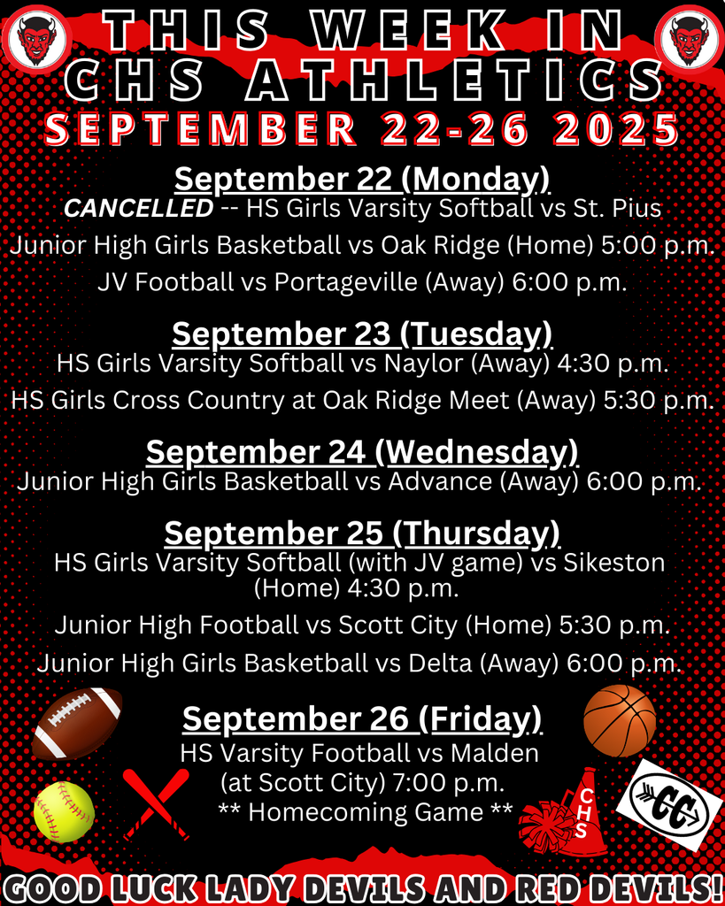 This Week in CHS Athletics September 22-26, 2025