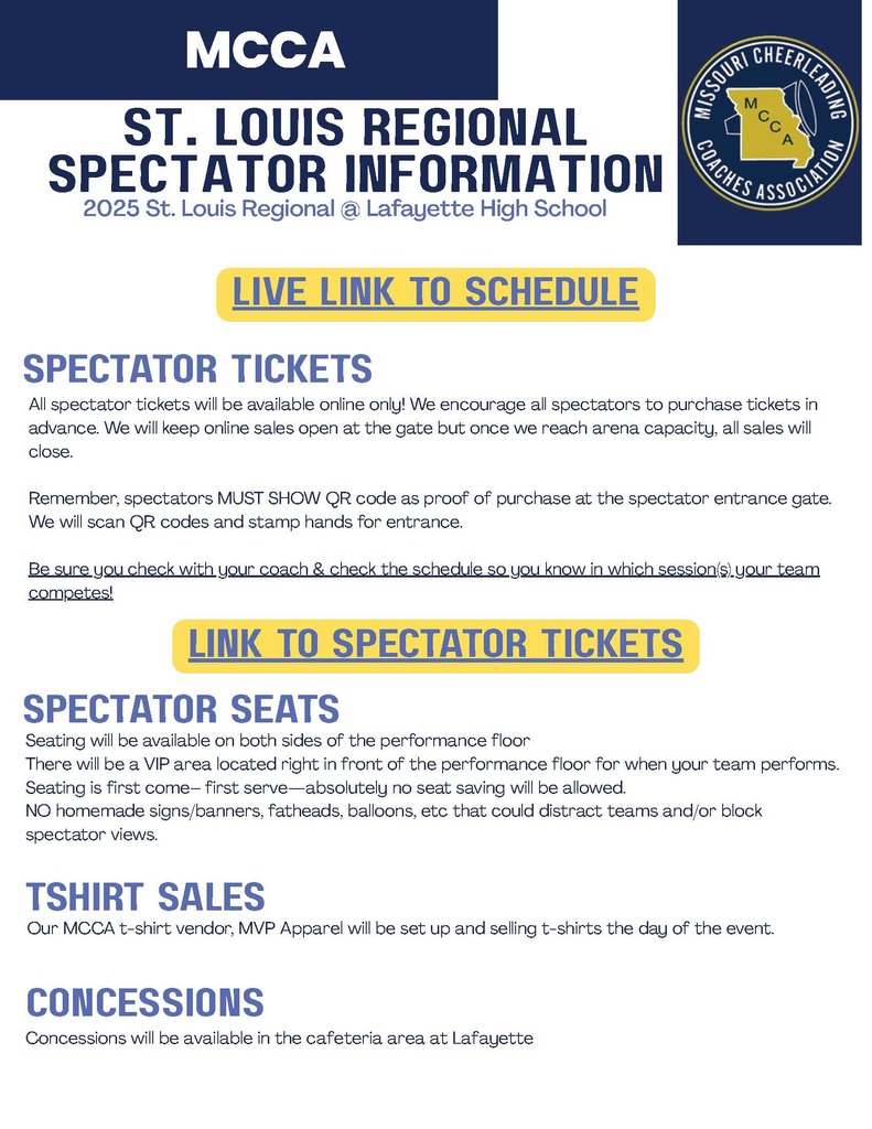 MCCA Cheer Competition Spectator Info 1