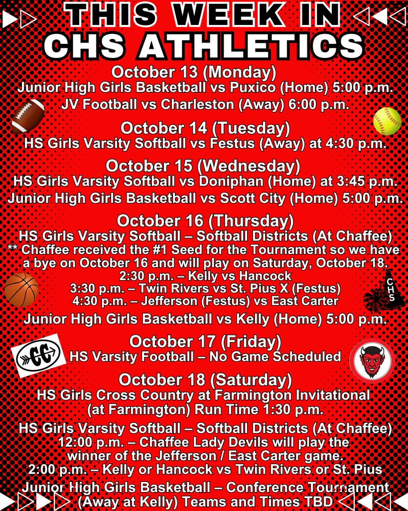 This Week in CHS Athletics October 13-18, 2025