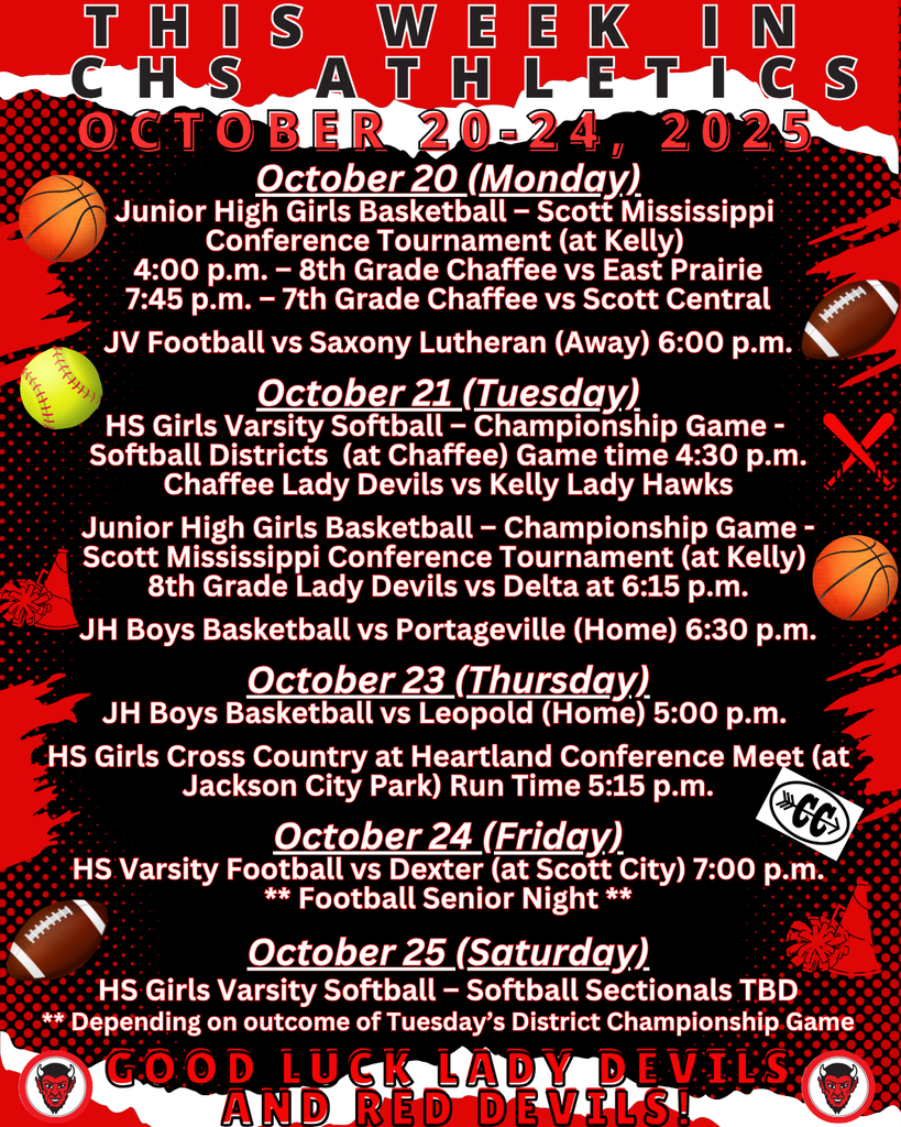 This Week in CHS Athletics October 20-25, 2025