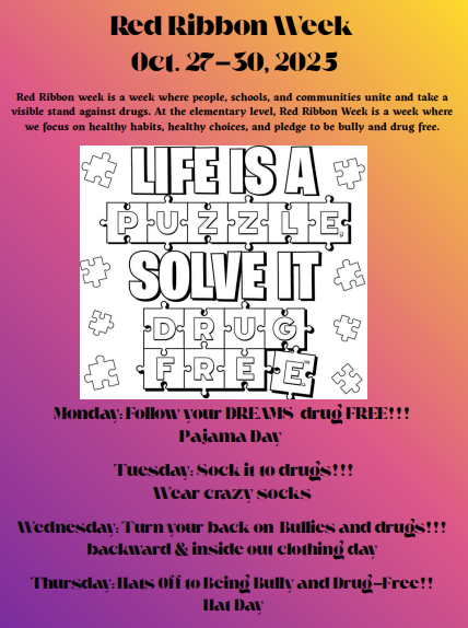 Red Ribbon Week October 27-30, 2025
