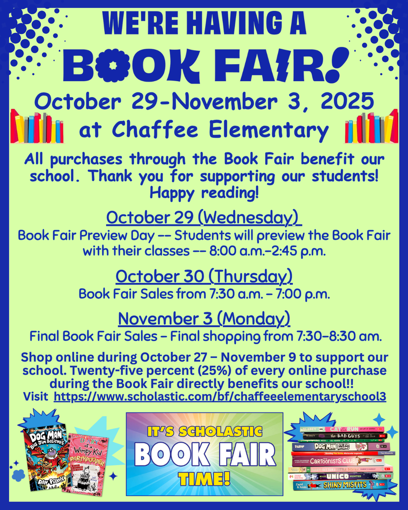 Elementary Book Fair October 29-November 3, 2025