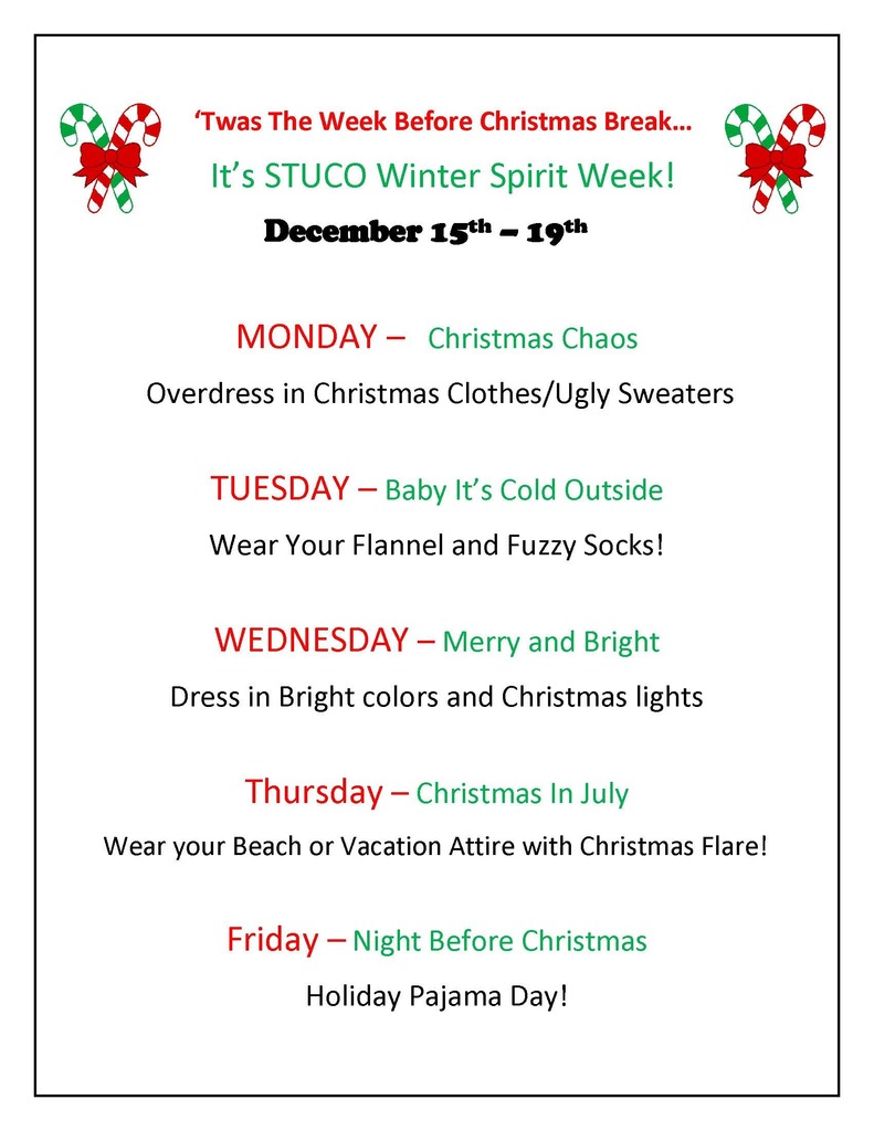 Winter Spirit Week Flyer 2025