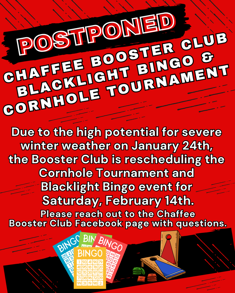Booster Club Blacklight Bingo Postponed to February 14th