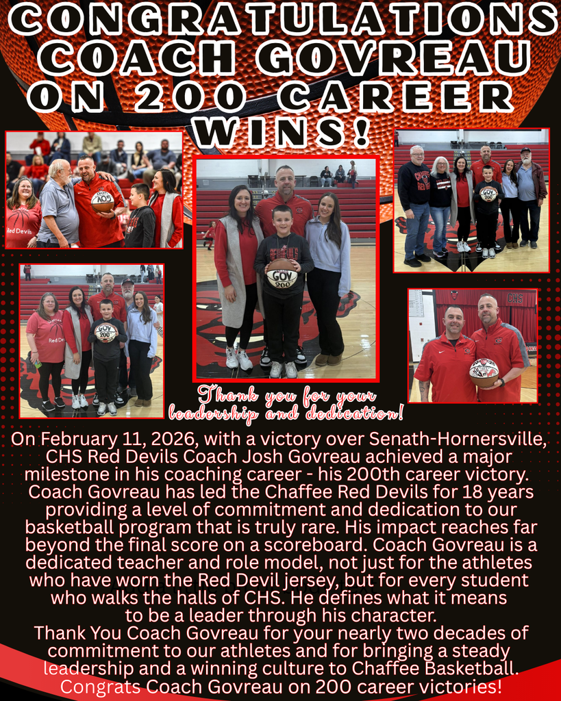 Congratulations Coach Govreau 200 Career Wins!