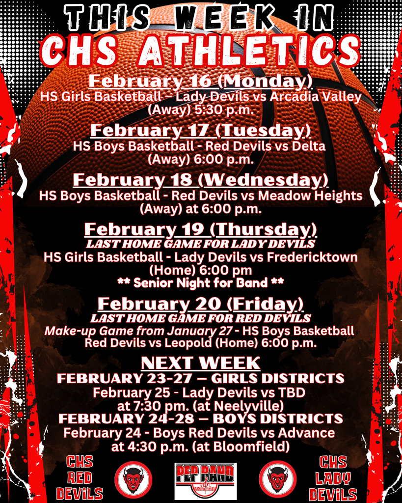 This Week in CHS Athletics February 16-20, 2026