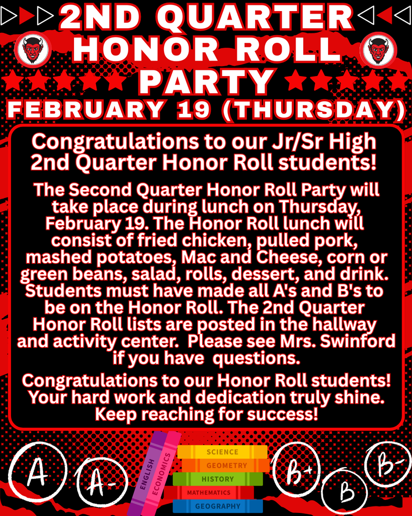 2nd Quarter Honor Roll Party on February 19, 2026