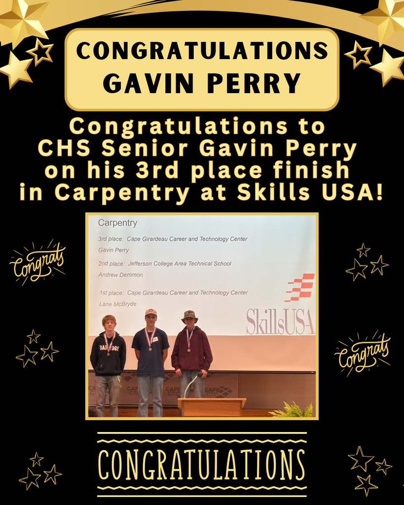 Congratulations Gavin Perry - 3rd Place Carpentry at Skills USA