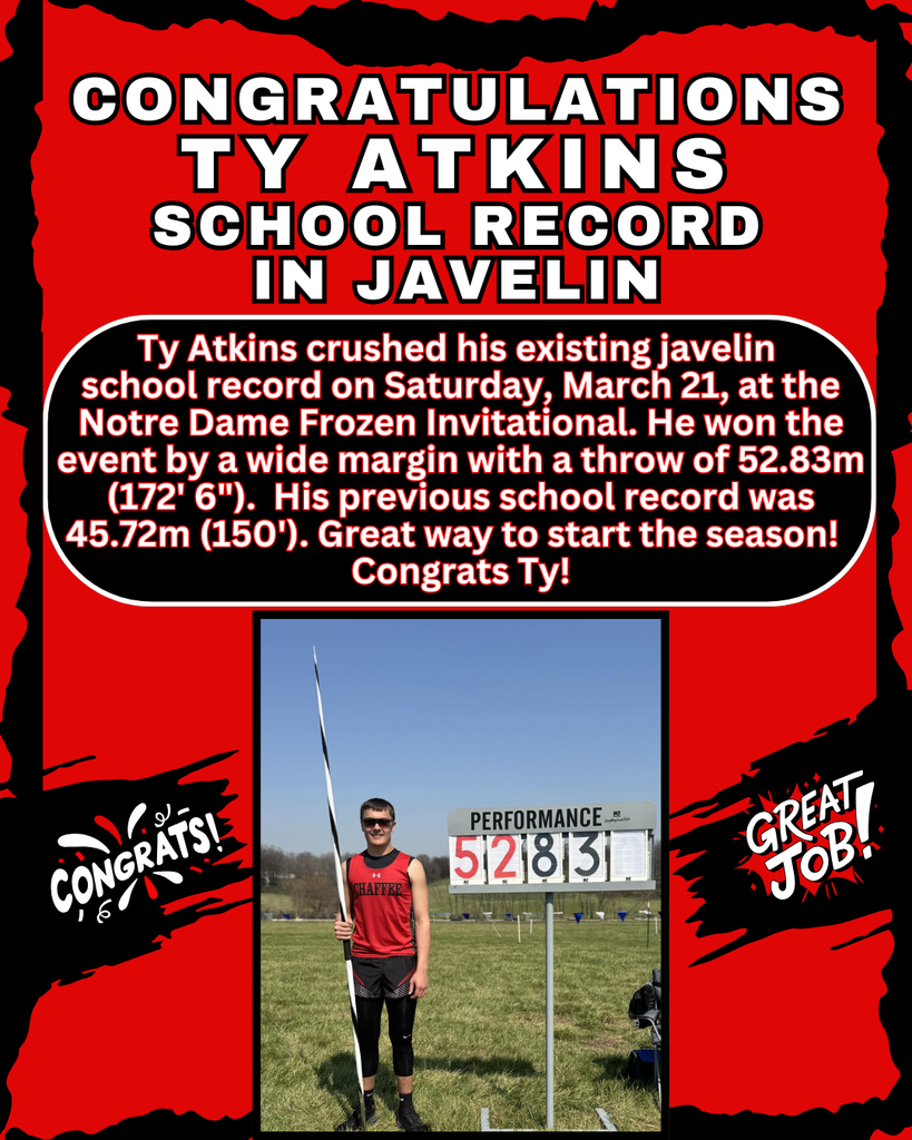 Congratulations Ty Atkins School Record in Javelin